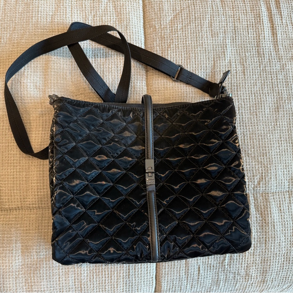 MZ Wallace Astor Crossbody in Black Liquid